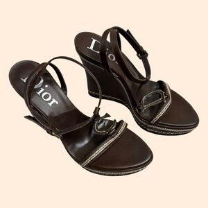 Christian Dior Brown Wedge Sandals